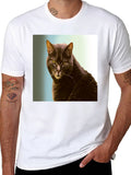 Cool Cat Graphic Tee - Black Cotton Shirt