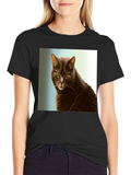 Cool Cat Graphic Tee - Black Cotton Shirt