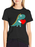 Dino Love T-Shirt - Adorable Dinosaur Holding Heart