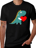 Dino Love T-Shirt - Adorable Dinosaur Holding Heart