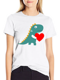 Dino Love T-Shirt - Adorable Dinosaur Holding Heart