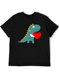Dino Love T-Shirt - Adorable Dinosaur Holding Heart
