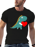 Dino Love T-Shirt - Adorable Dinosaur Holding Heart