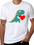 Dino Love T-Shirt - Adorable Dinosaur Holding Heart