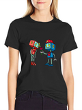 Robotic Love Black Graphic T-Shirt