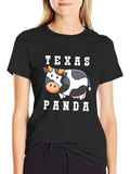 Texas Panda Cow Graphic T-Shirt