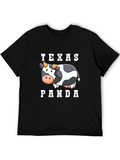 Texas Panda Cow Graphic T-Shirt