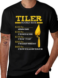 Tiler Hourly Rate Funny Black T-Shirt