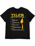 Tiler Hourly Rate Funny Black T-Shirt