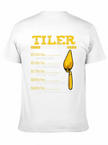Tiler Hourly Rate Funny Black T-Shirt