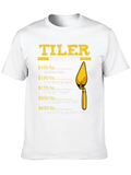 Tiler Hourly Rate Funny Black T-Shirt