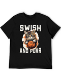 Swish and Purr Cat Basketball T-Shirt