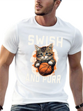 Swish and Purr Cat Basketball T-Shirt