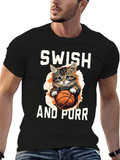 Swish and Purr Cat Basketball T-Shirt