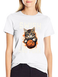 Swish and Purr Cat Basketball T-Shirt