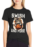 Swish and Purr Cat Basketball T-Shirt