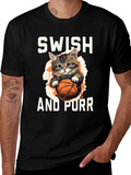 Swish and Purr Cat Basketball T-Shirt