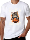 Swish and Purr Cat Basketball T-Shirt