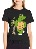 Cartoon Turtle Graphic T-Shirt