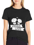 Vegan Love Broccoli Graphic Black T-Shirt