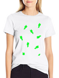 Mens Black T-Shirt with Green Figure Pattern