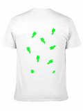 Mens Black T-Shirt with Green Figure Pattern