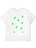 Mens Black T-Shirt with Green Figure Pattern