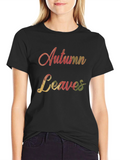 Autumn Leaves Graphic Print Crew Neck T-Shirt