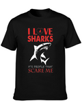 I Love Sharks Graphic Tee - Scary People Shirt