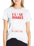 I Love Sharks Graphic Tee - Scary People Shirt