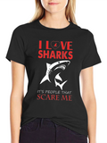 I Love Sharks Graphic Tee - Scary People Shirt