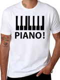 Piano Keys Graphic Print Black T-Shirt