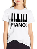 Piano Keys Graphic Print Black T-Shirt