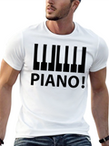 Piano Keys Graphic Print Black T-Shirt