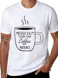 Messy Bun Coffee Teacher Graphic Tee - Black