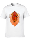 Geometric Lion Graphic Black T-Shirt