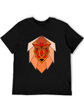 Geometric Lion Graphic Black T-Shirt
