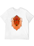 Geometric Lion Graphic Black T-Shirt