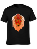 Geometric Lion Graphic Black T-Shirt