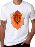 Geometric Lion Graphic Black T-Shirt