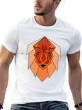 Geometric Lion Graphic Black T-Shirt