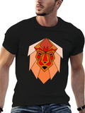 Geometric Lion Graphic Black T-Shirt