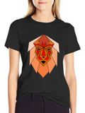 Geometric Lion Graphic Black T-Shirt
