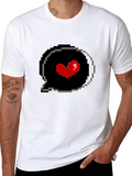 Pixel Heart Speech Bubble Black T-Shirt