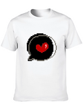 Pixel Heart Speech Bubble Black T-Shirt