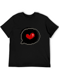 Pixel Heart Speech Bubble Black T-Shirt
