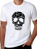Geometric Skull Graphic Tee - Black Cotton T-Shirt