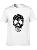 Geometric Skull Graphic Tee - Black Cotton T-Shirt