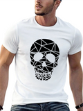 Geometric Skull Graphic Tee - Black Cotton T-Shirt