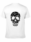 Geometric Skull Graphic Tee - Black Cotton T-Shirt